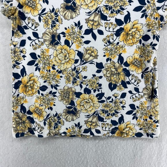 Laura Scott T Shirt Women PS White Yellow Floral Pullover Round Neck Cottagecore - Picture 9 of 12